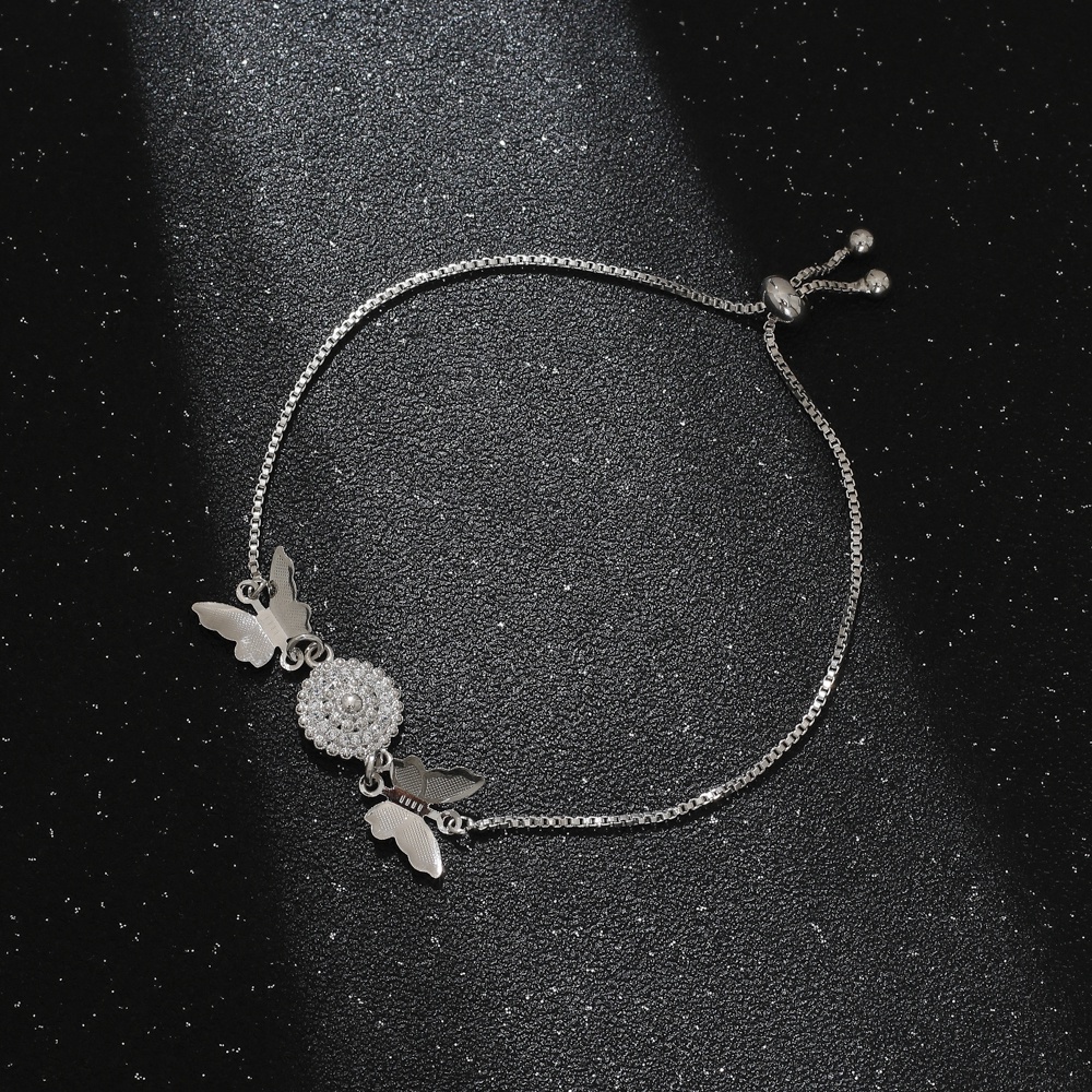 gelang kupukupu korea wanita tatinaium anti karat Liontin Berlian aksesoris fashion  perhiasan perak D343