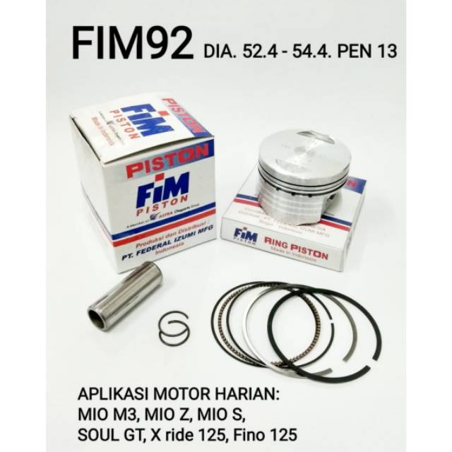 Piston Kit FIM Mio M3, Mio Z, Mio S, Mio Soul GT, X Ride, Fino 125cc Pen 13 Oversize Std - 200 Pin 1