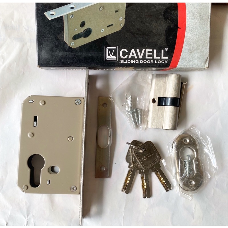 Body Kunci Pintu Sliding Cavell / Sliding Door Lock Lengkap Silinder + Body + Anak Kunci