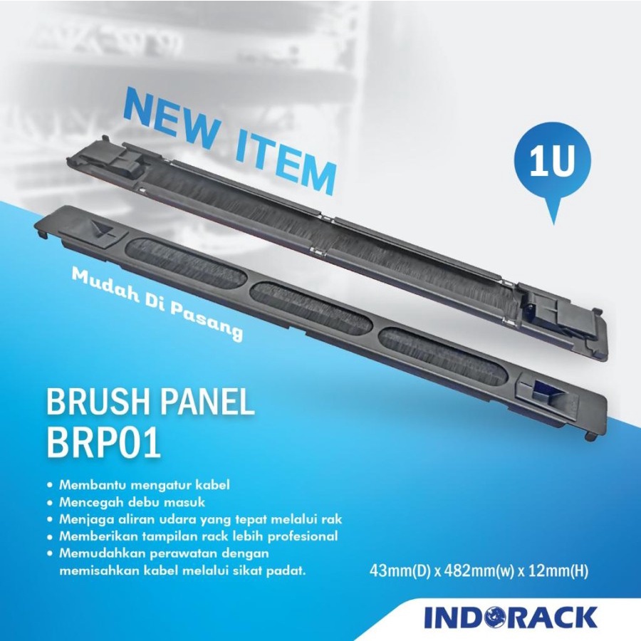 BLANK PANEL WITH BRUSH 1U INDORACK BRP01