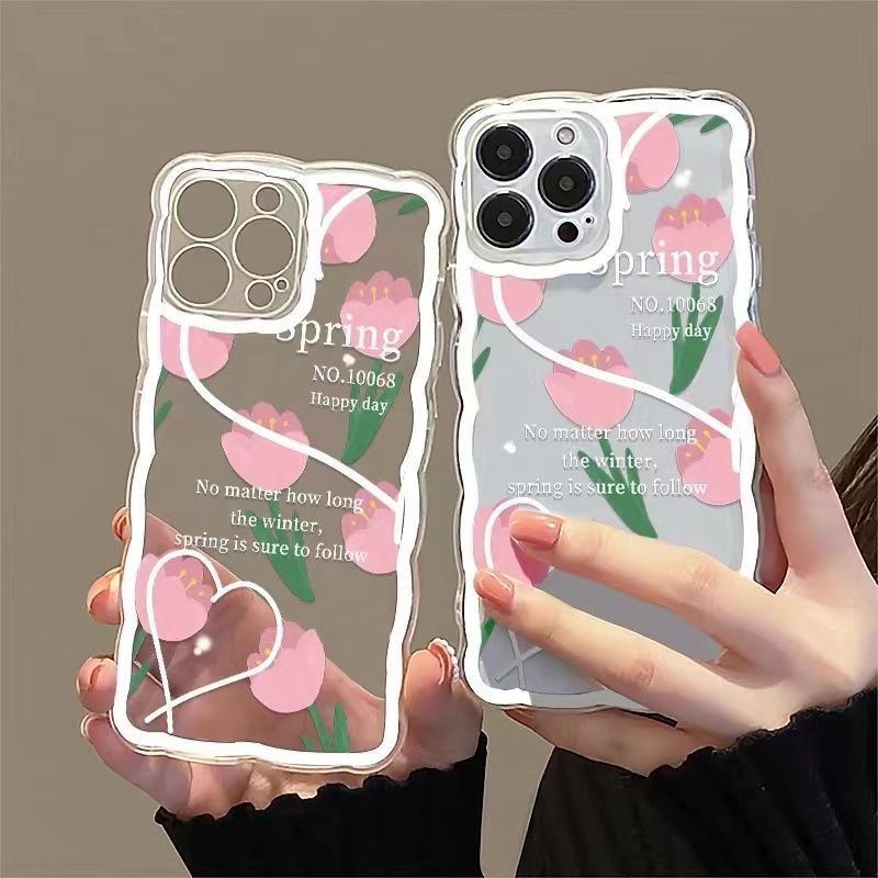 Soft Case Transparan Motif Mawar Pink Untuk IPhone 13pro / Mini 12promax / SE2 2020 / 11pro MAX / 6S / 7 / 8plus / XR