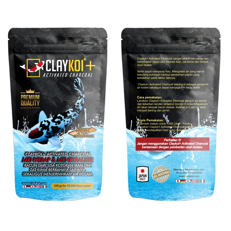 Claykoi Clay koi Hitam 800gr Plus Activated Charcoal Penjernih kolam ikan