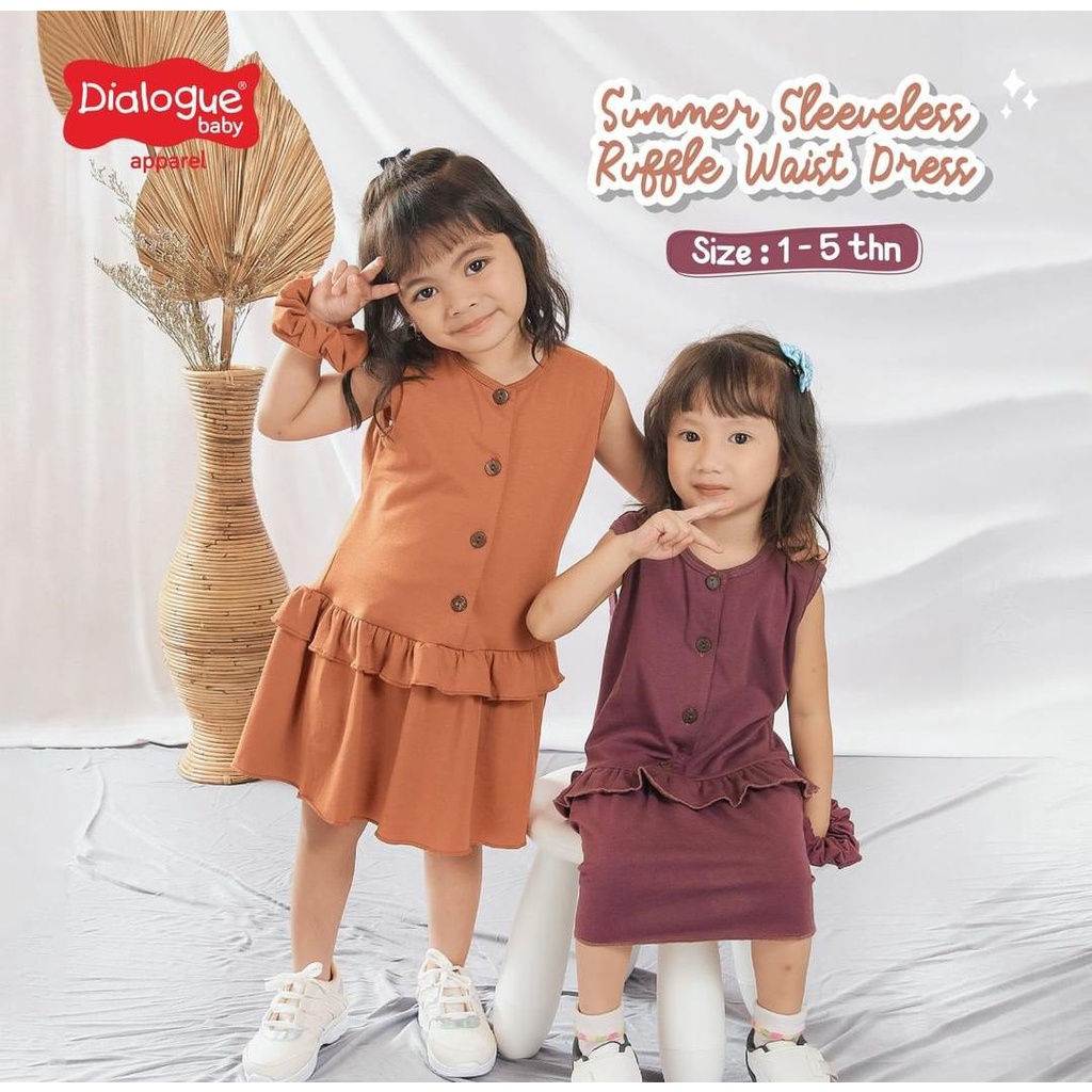 DIALOGUE SUMMER SLEEVELESS RUFFLE WAIST DRESS / DRESS ANAK PEREMPUAN