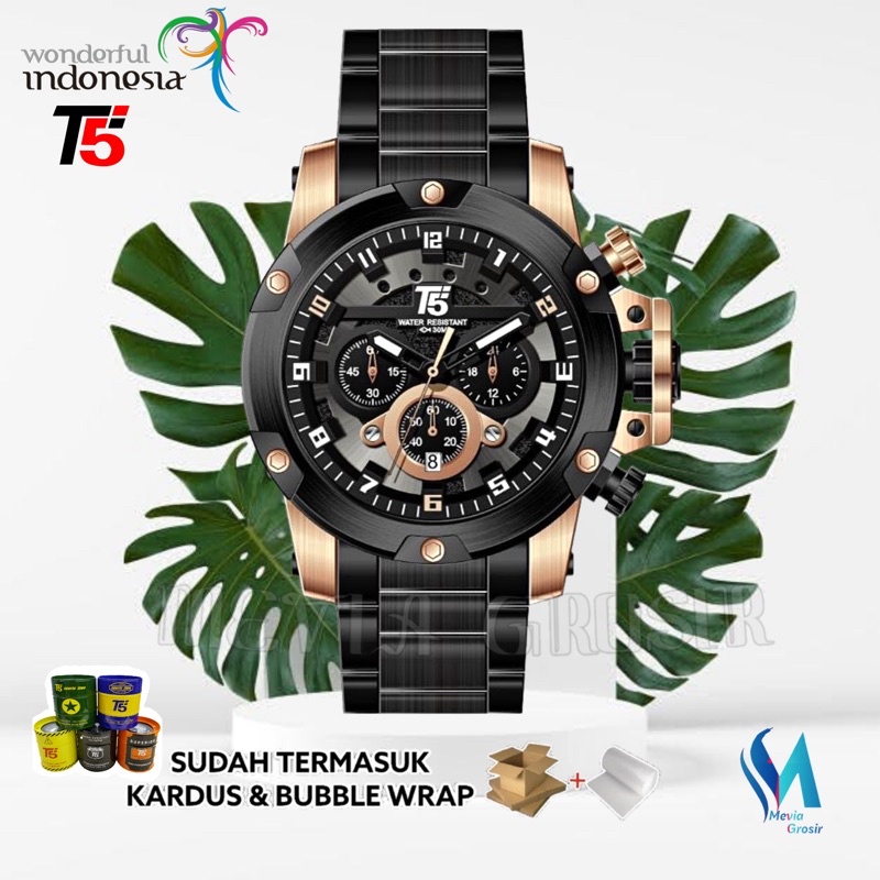 JAM TANGAN PRIA T5 H 3760 H3760G 3760 T5 ORIGINAL 100% CHRONOGRAPH TAHAN AIR BERGARANSI FREE TIN BOX