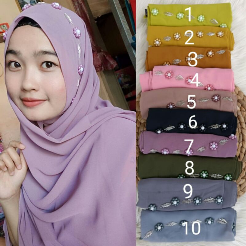 PASHMINA PUTIK/PASHMINA TALI MUTIARA/PASHMINA INSTAN MUTIARA/PASHMINA PESTA