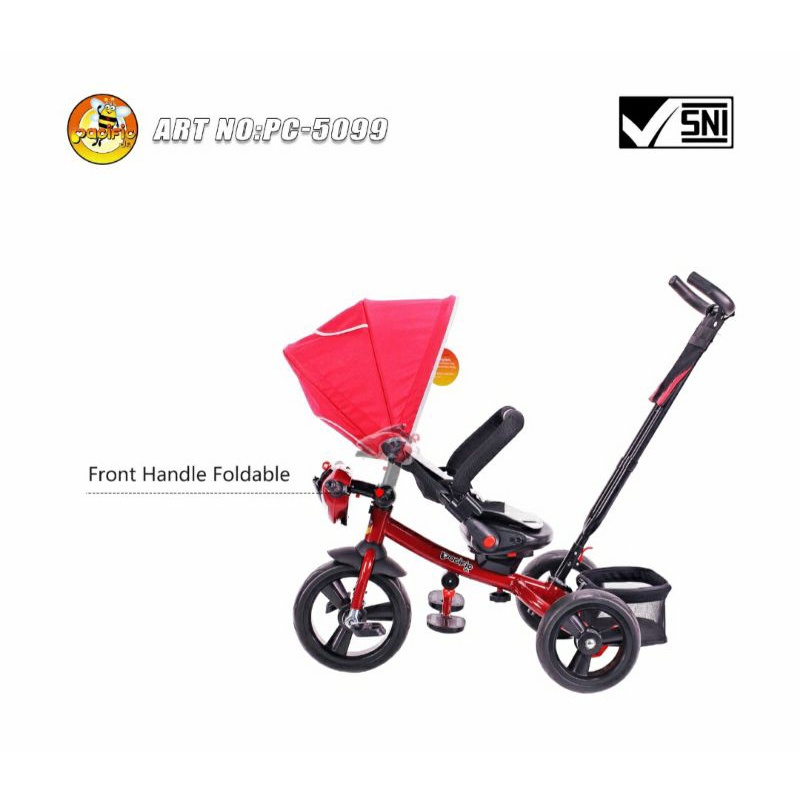 Sepeda Roda Tiga Anak Pacific 5099 Musik Lampu Rebah Kanopy