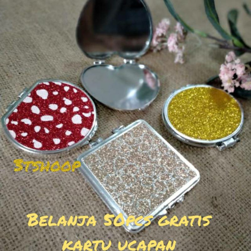 

Souvenir kaca gliter motif lipat isi 50pcs peking plastik