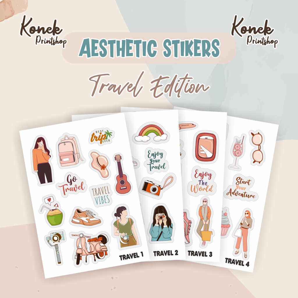 

Stiker Aesthetic Tema Liburan Wisata Traveling (Sudah Dipotong Tinggal Ditempel) ukuran A6 Sticker Aesthetic Stiker HP Stiker Helm Stiker Tumblr Stiker Laptop