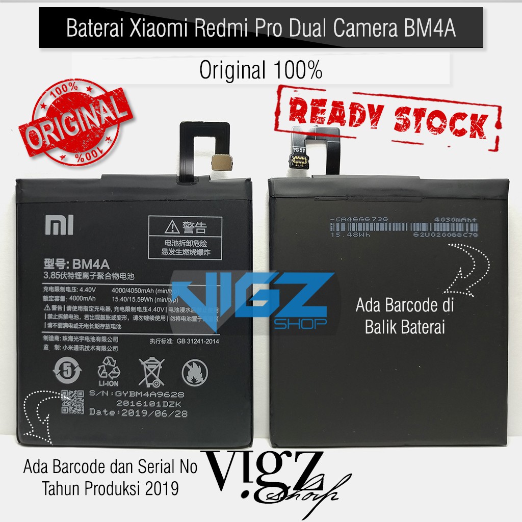 Baterai Xiaomi Redmi Pro Dual Camera BM4A BM 4A Original 100% | Shopee