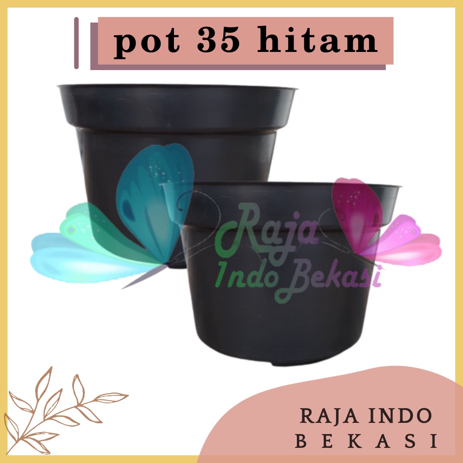 Pot Bunga 35cm Hitam Tebal - Toko Pot Plastik Tanaman Hias Grosir Murah Pot 35 Cm