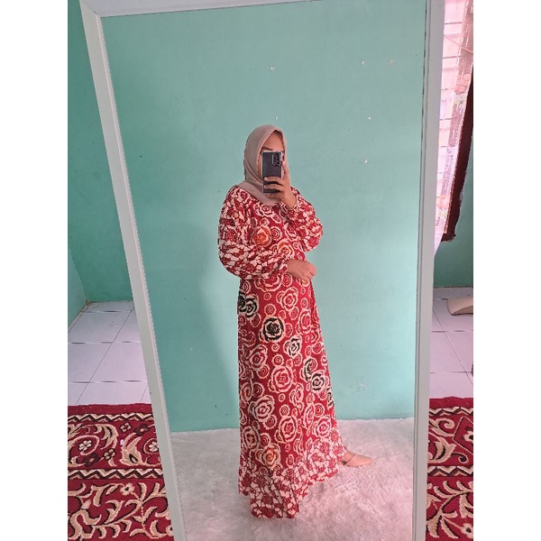 daster lengan panjang longdress batik cap rempel