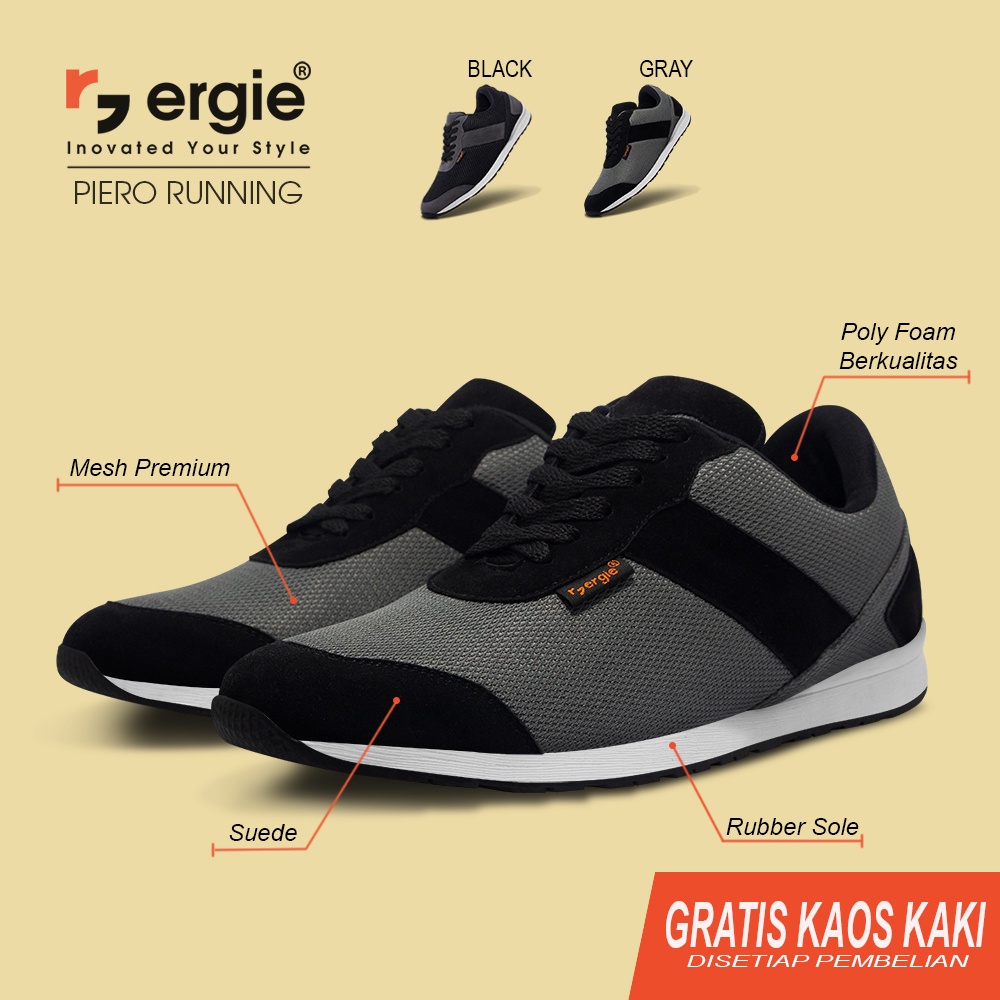 Ergie Piero Series - Sepatu Olahraga Pria Casual Sneakers Kets Running Jalan Lari Jogging Sport Kere