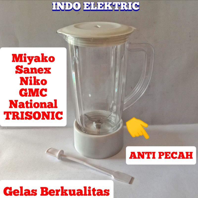 1SET GELAS JUS + PISAU BLENDER MIYAKO GMC SANEX NIKO NATIONAL GELAS ANTI PECAH