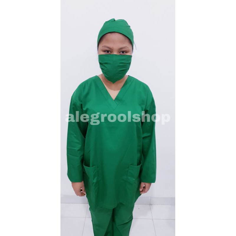 (S-XXL)BAJU OK LENGAN PANJANG BAJU DOKTER SCRUB DOKTER SETELAN LENGAN PANJANG BAJU OKA SERAGAM MEDIS