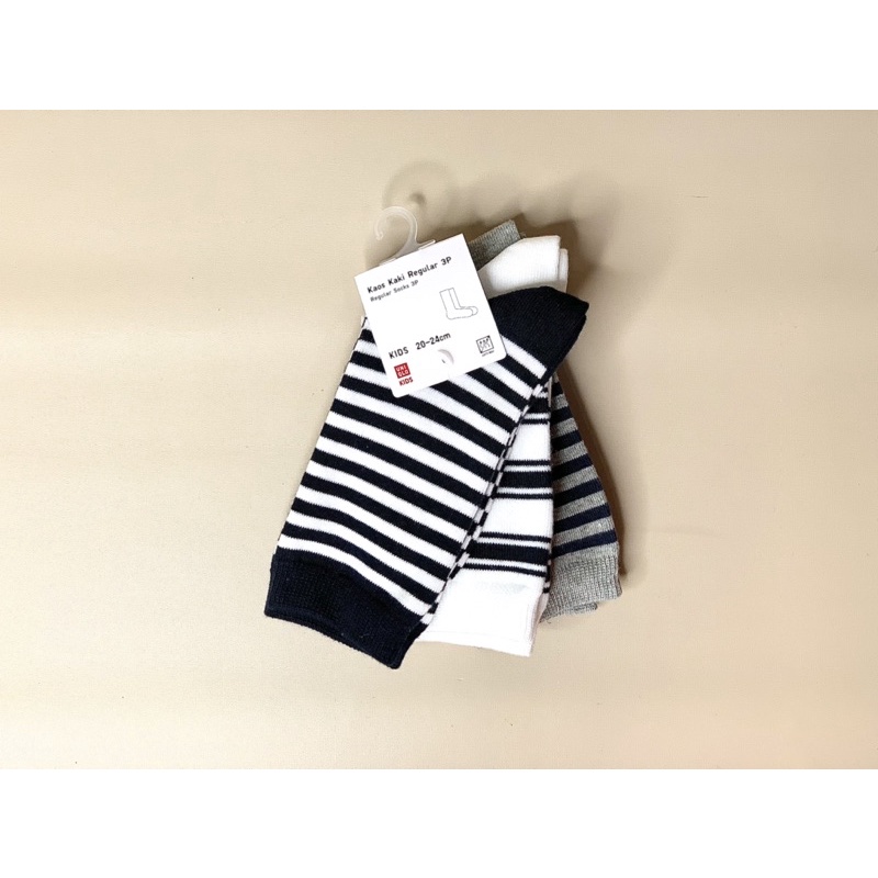 UNIQLO Kids Socks Kaos Kaki Anak 3 Pair Mix Color Cotton Original