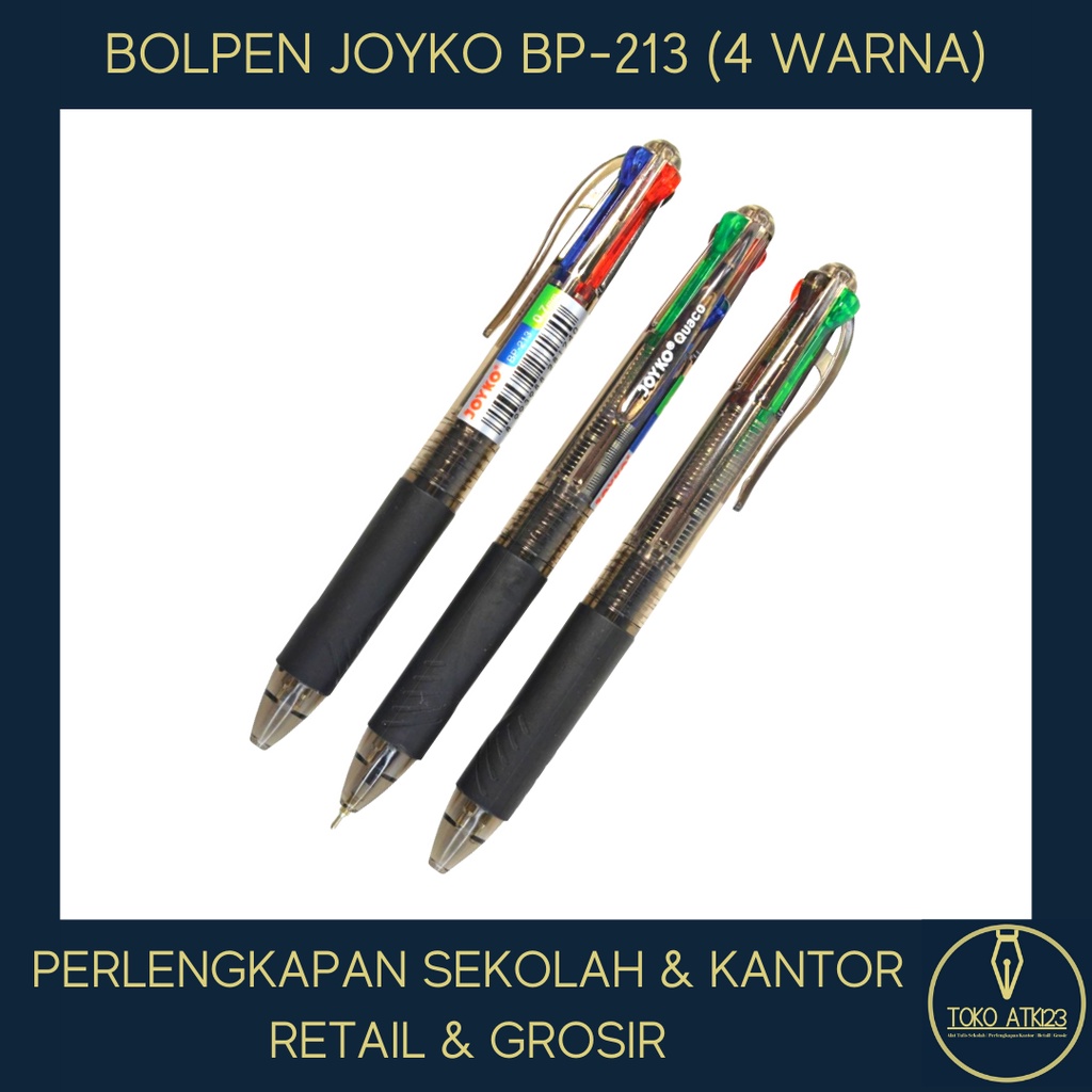 Ballpoint / Bolpen / Pulpen Merk Joyko BP-213 Quaco 4 Warna (4 Colors)