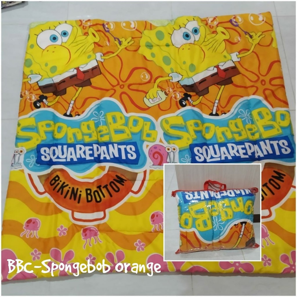 Bedcover anak homemade karakter anak cewek cowok motif terlaris Songebob orange