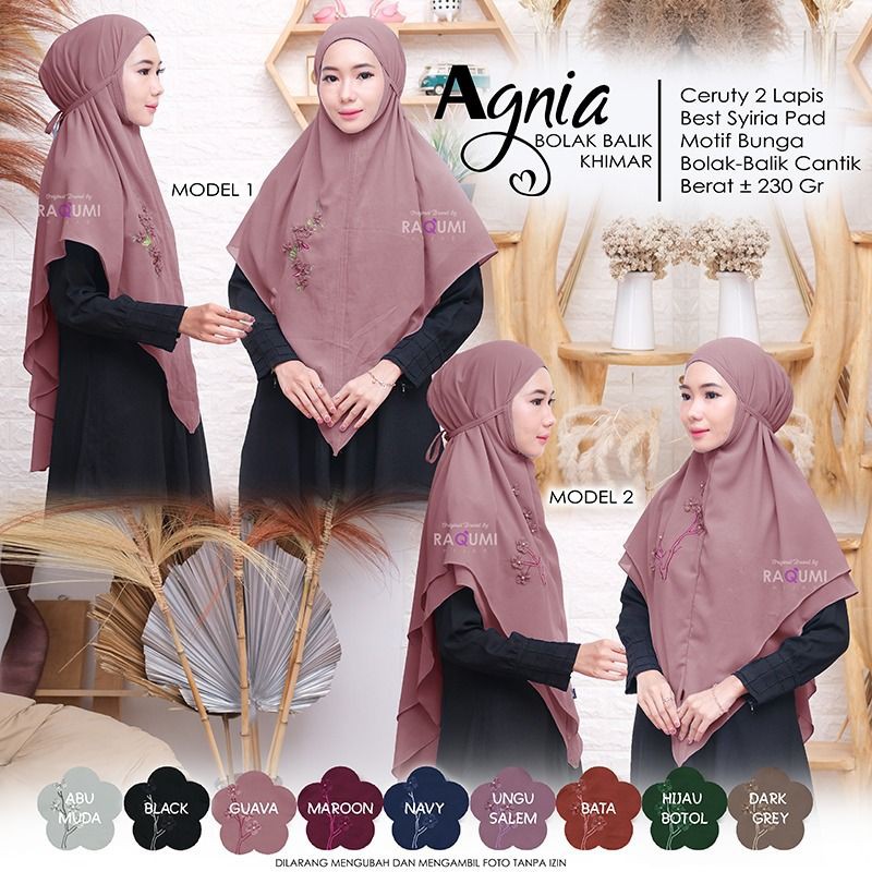 AGNIA BOLAK BALIK ORIGINAL RAQUMI HIJAB | New Raqumi Hijab | Khimar Syiria Raqumi | Khimar tali