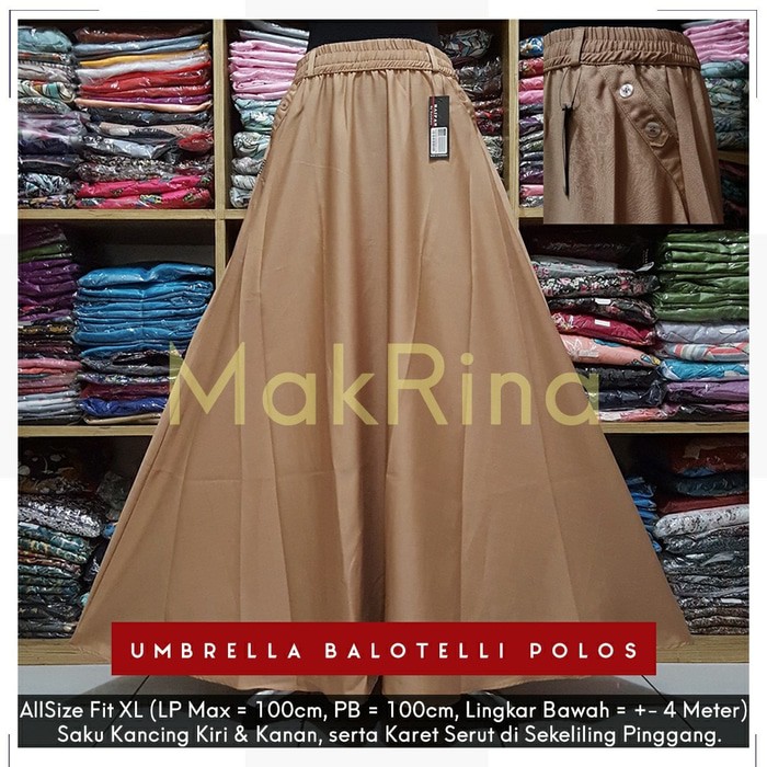 PROMO  Rok Balotelli / Rok Polos Panjang / Rok Lebar Maxi Karet (Coklat Susu)