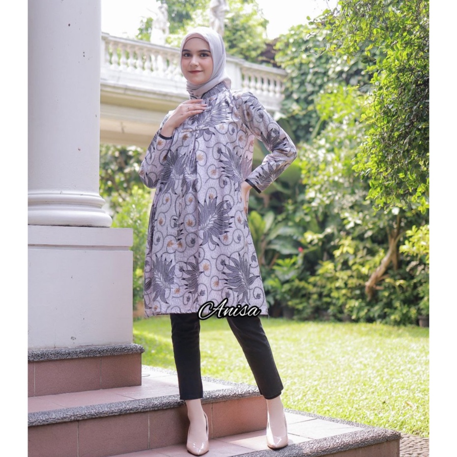 Batik Alina Tunik Batik Baju Batik Wanita Modern Atasan Batik Kerja Wanita Blouse Batik Kantor Seragam Batik M L XL XXL