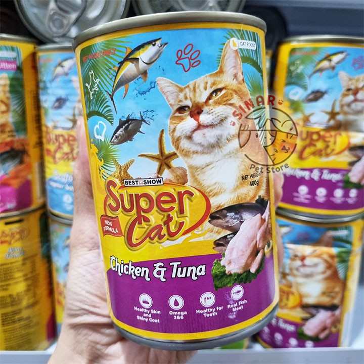 Super Cat Adult Chicken &amp; Tuna 400GR / Makanan Kaleng Kucing Premium