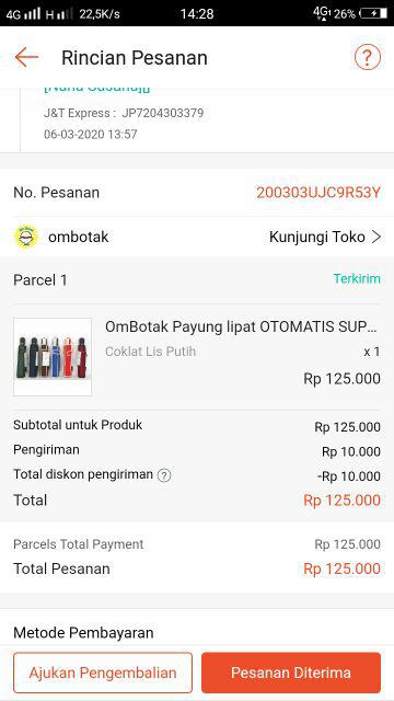 Ombotak Payung Lipat Otomatis Super Kualitas Kokoh Kuat Automatic Buka Tutup