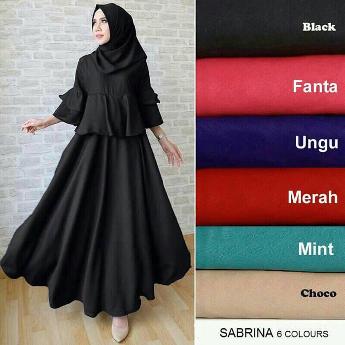 pakaian Gaun muslim ibu islami hjk dres hijab maxi sabrina / baju wanita muslim syari dress syari un