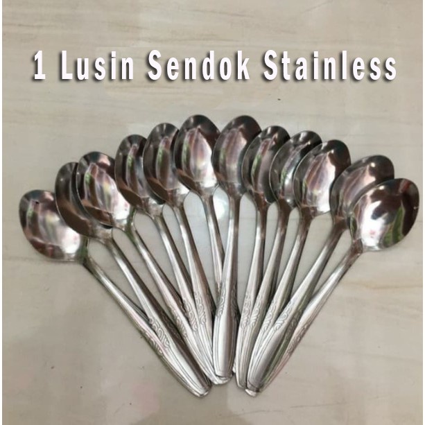 Sendok Garbu Makan Batik Stainless Stell Per lusin 12buah / Sendok Stainless Steel Per Lusin