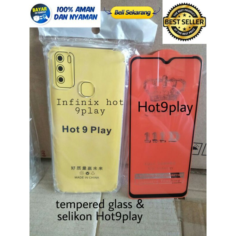 tempered glass & case infinix Hot 9 play selikon infinix Hot 9 play TG Hot 9 play case hot 9 play