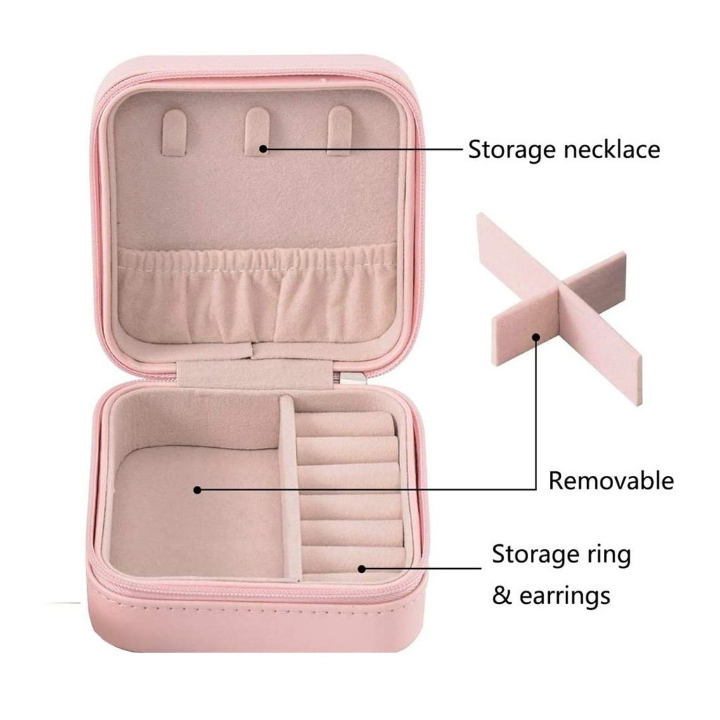 Kotak Perhiasan Jewelry Storage Box Tempat Penyimpanan Cincin Kalung Travel Mini