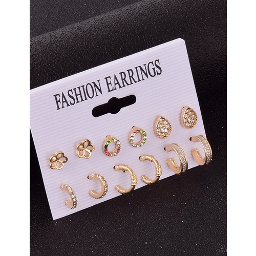 LRC Anting Set Fashion Color Color Diamond Earring Set V35414