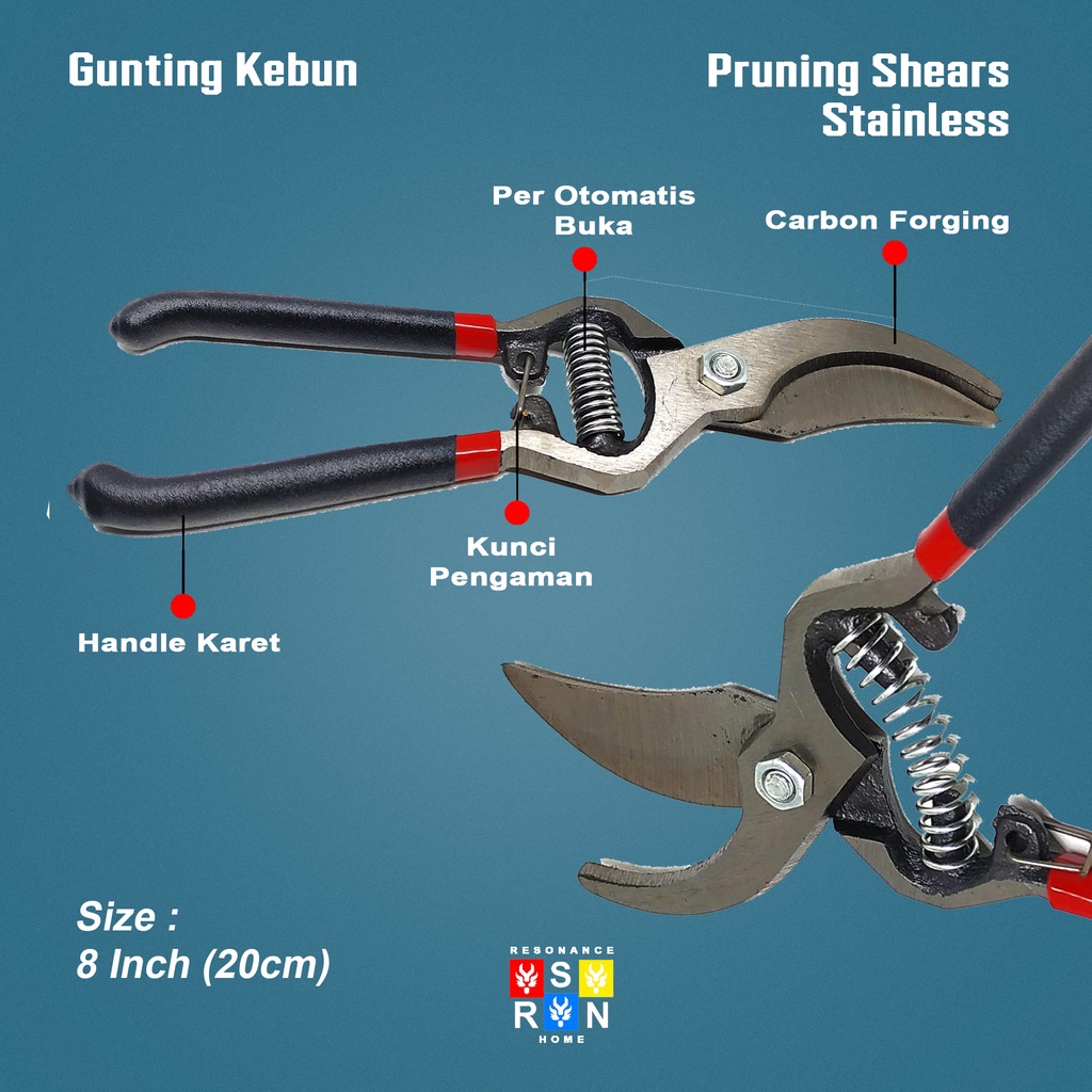 Gunting Stek Dahan Majesty Ranting Stainless Steel 8 Inci l Pruning Shear Resonance Home