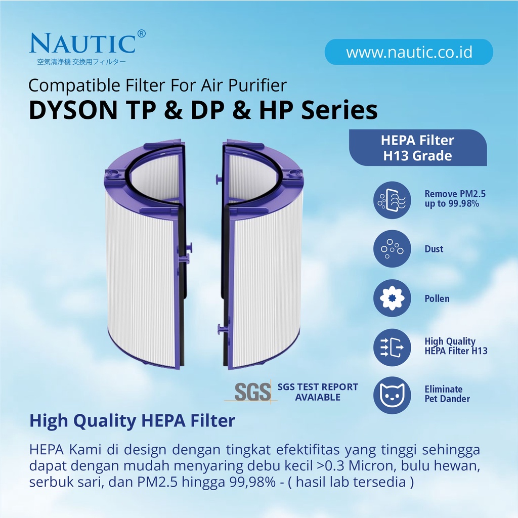 NAUTIC - Dyson TP04 / DP04 Glass Hepa + Inner Carbon Hepa Filter Air Purifier