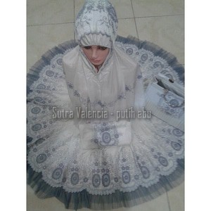 Mukena Sutra Mewah Bordir Valencia Premium (putih abu)