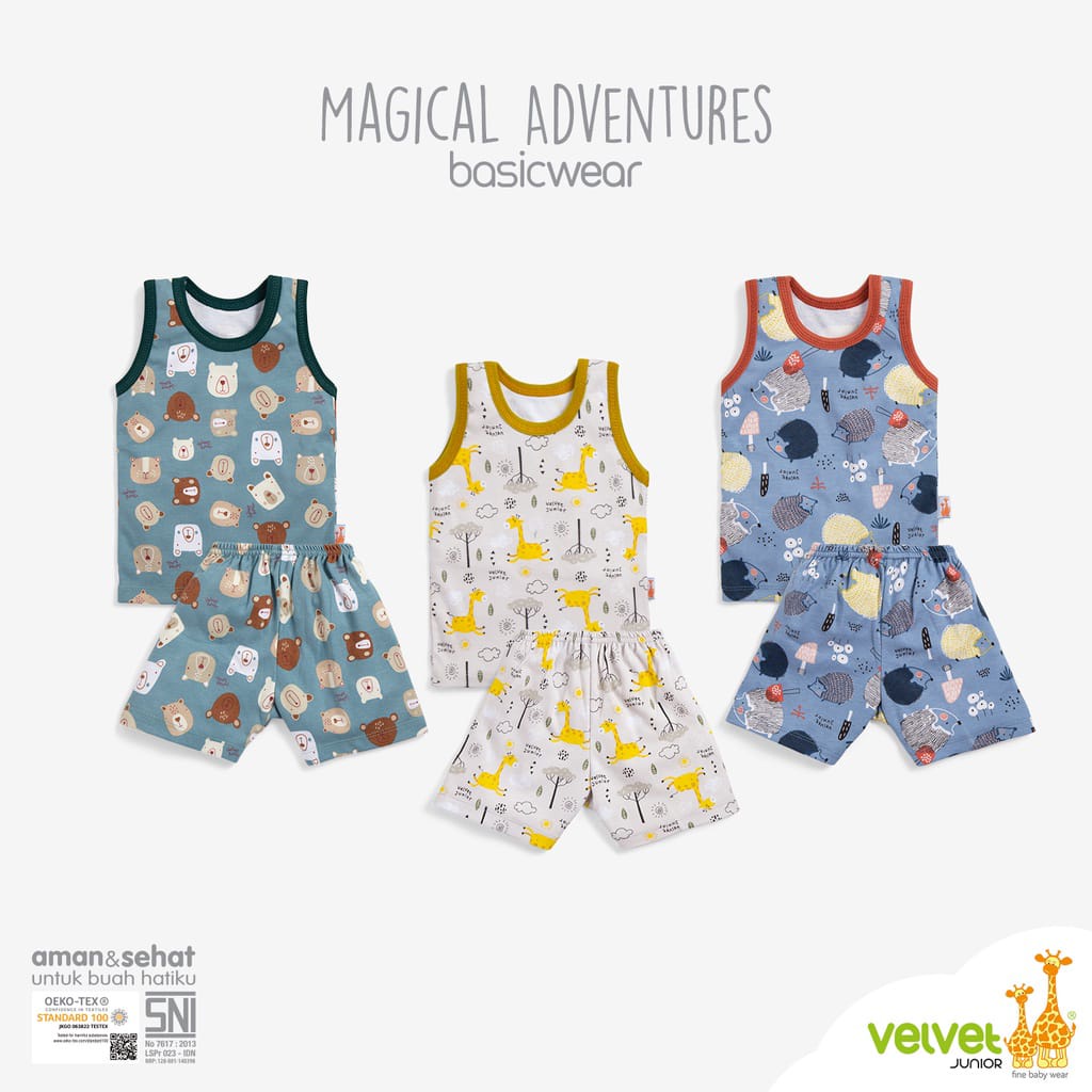 Velvet Junior Setelan Baju Anak Kutung Sleeveless Celana Pendek - BasicWear Magical Adventures