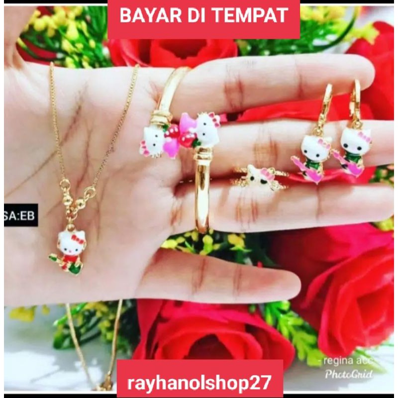 SET PERHIASAN ANAK TITANIUM USIA 1-13THN BANYAK PILIHAN MODEL DAN BENTUK NYA LAPIS EMAS 24 K GOLD