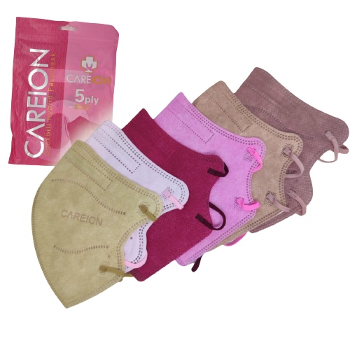 MASKER KN95 CAREION PRO 5PLY/  HYBRID CARION NOSE CLIP Warna Nude Soft BFE 98%