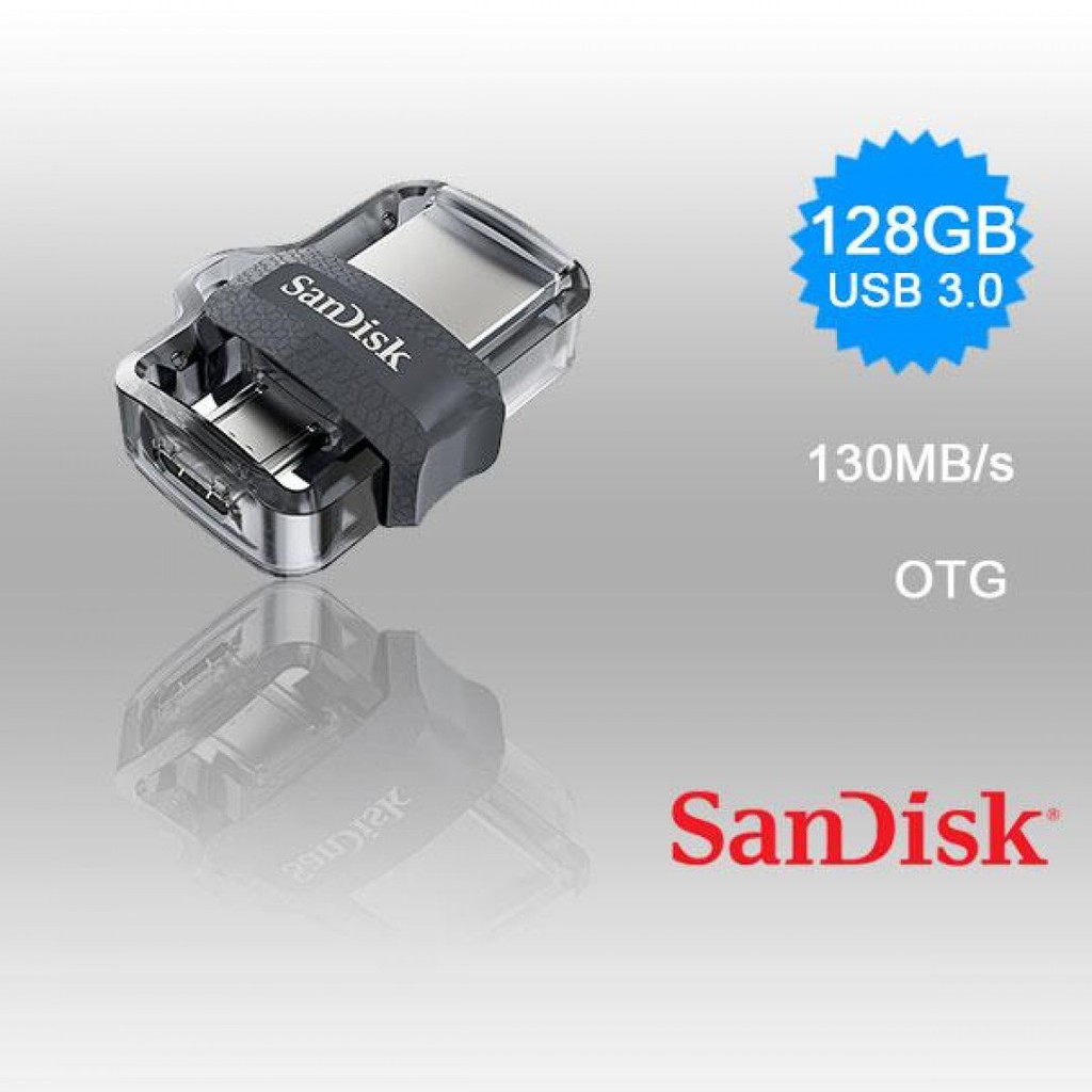 flash disk dual drive 128GB SanDisk Sddd3 Ultra Dual Drive M3.0 USB 3.0 OTG Garansi 5 Tahun