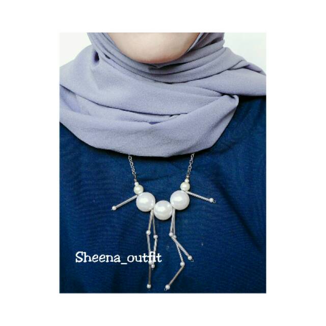 Premium necklace aksesoris kalung hijab Fashion mutiara simple