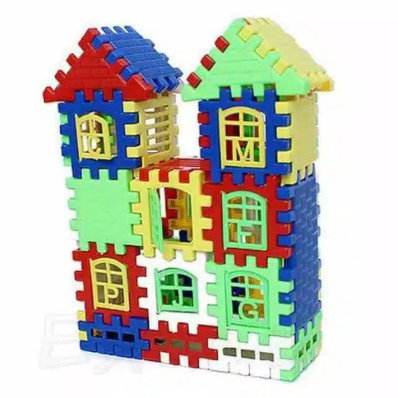 (Cod)Mainan Anak Anak Funny Blocks Susun Bentuk Rumah(Dikirim Jakarta)