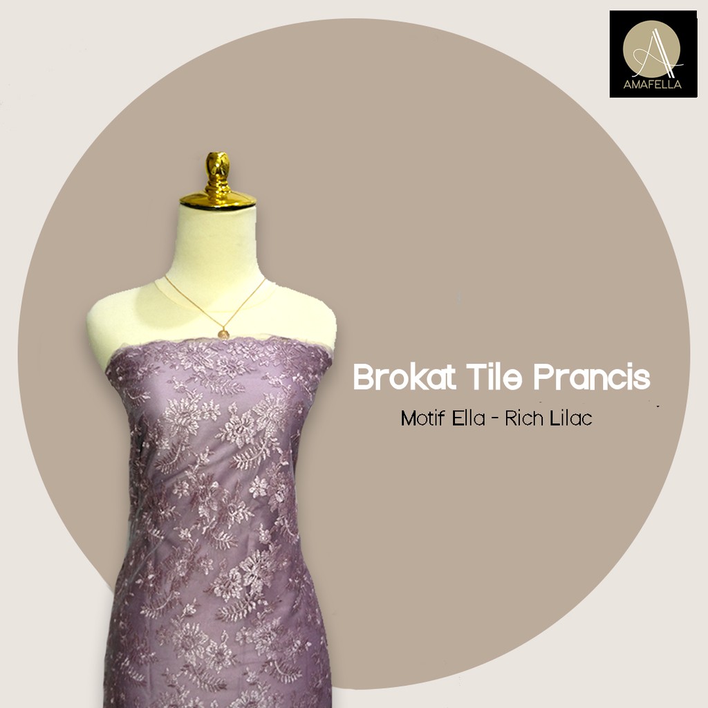 1/2 meter Kain Brokat Prancis Premium Bahan Kebaya Motif Ella