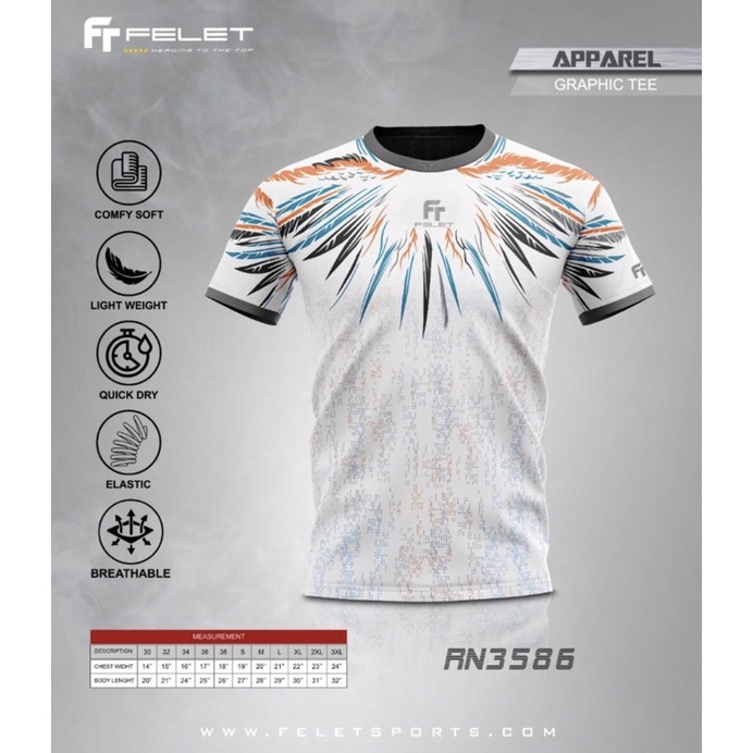 Kaos Baju Badminton Olahraga Felet RN 3586 Original