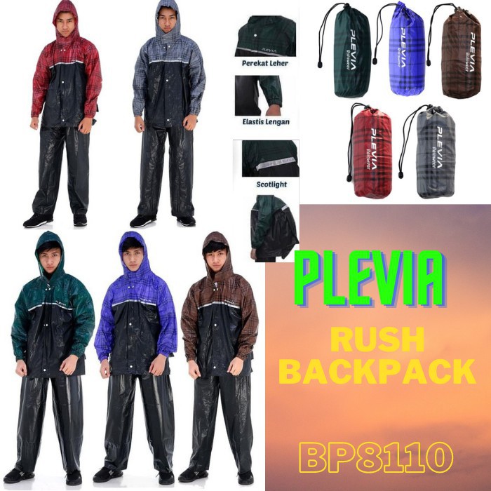 Jas Hujan Setelan Dewasa Rush Backpack Plevia 8110