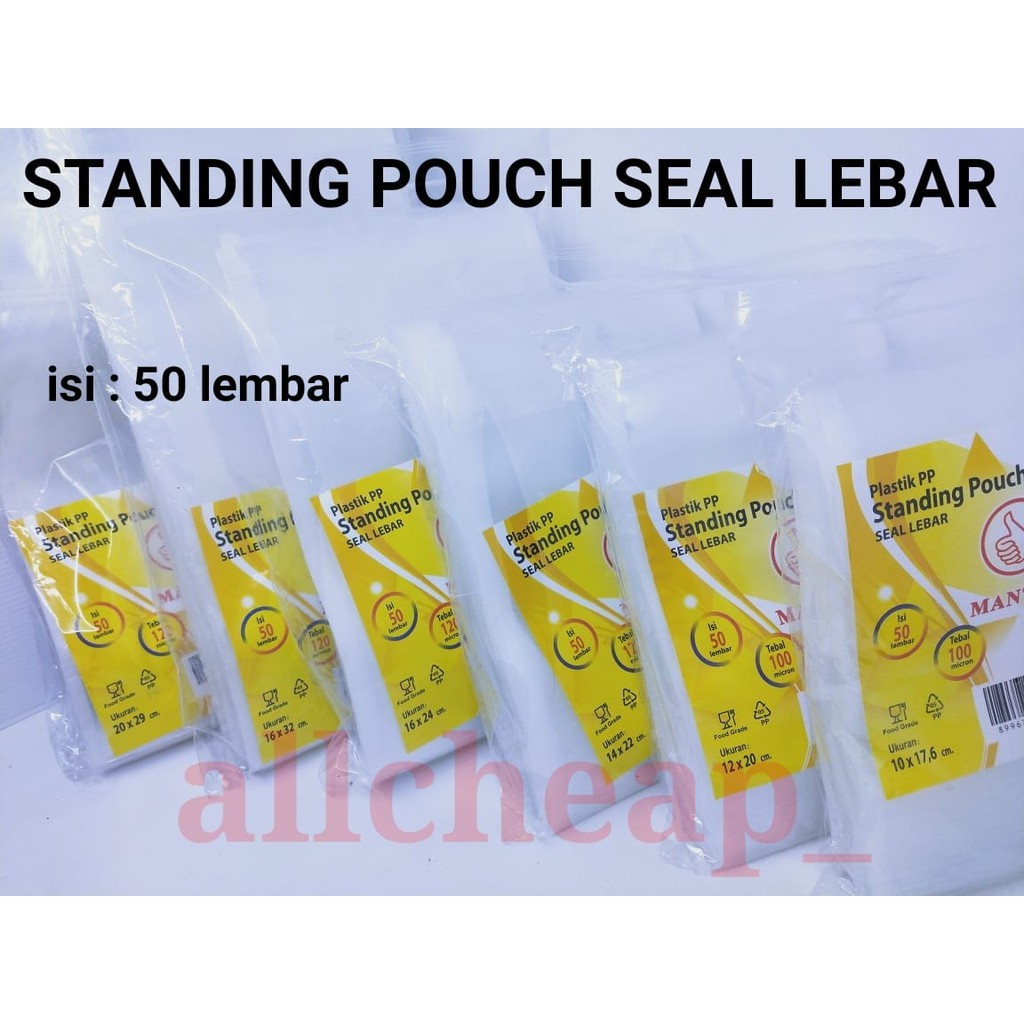 isi 50PCS PP STANDING POUCH MANTAP 9x15 SEAL LEBAR PP KLIP BENING BERDIRI