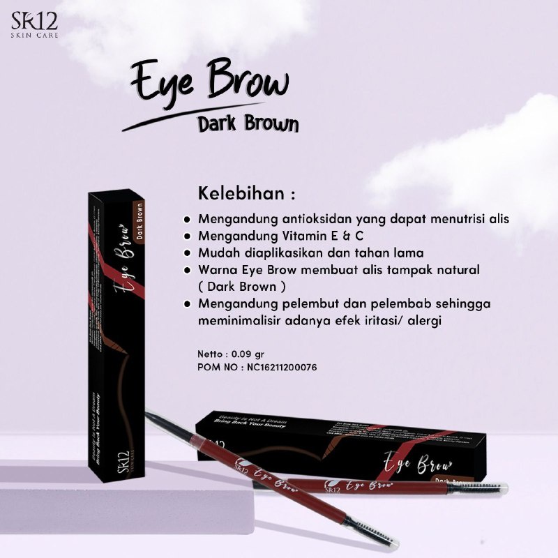 PENSIL ALIS SR12 DARK BROWN PREMIUM | EYE BROW WATERPROOF | KUAS PENCIL ALIS COKLAT BPOM  MUDAH DIAPLIKASIKAN MENUTRISI ALIS
