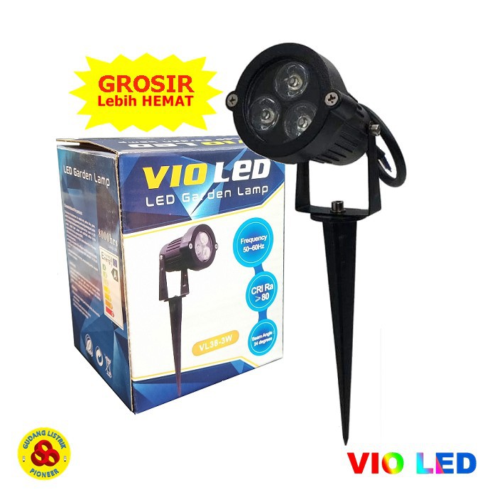 Vio LED Garden Lamp 3W Kuning Tancap 220V LED Sorot 3 Watt Spike WW