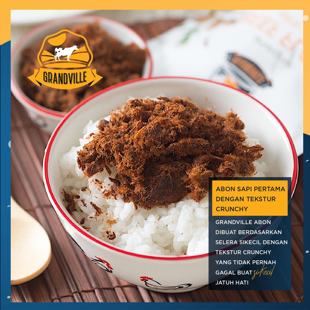 GRANDVILLE - ABON SAPI CRUNCHY SPICY - 100 GR (HALAL, TANPA MSG PENGAWET, UNTUK MPASI)