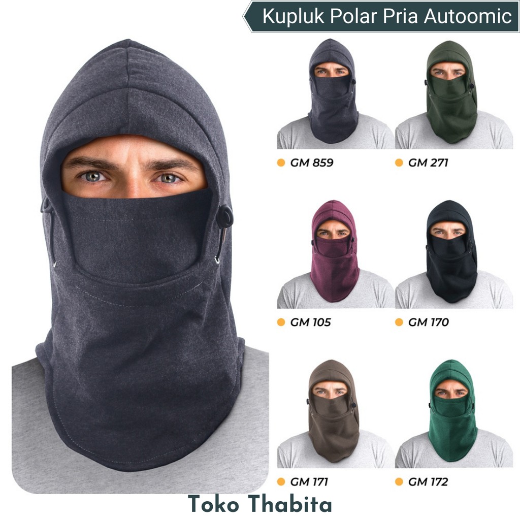 Topi Kupluk Polar Pria untuk Mancing Autoomic dengan Masker Fleece Cotton