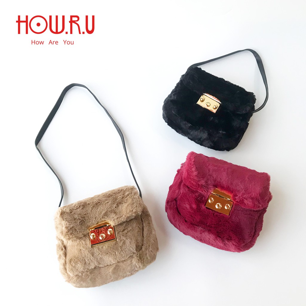 HOW.R.U | Tas Selempang Bulu / Furry Bag Davina