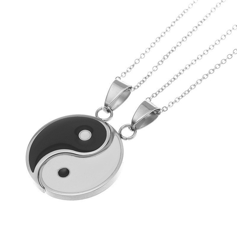 2 Pieces Stainless Steel Yin Yang Pendant Puzzle Piece Necklace Birthday Jewlery Gifts For Couple Or Best Friends